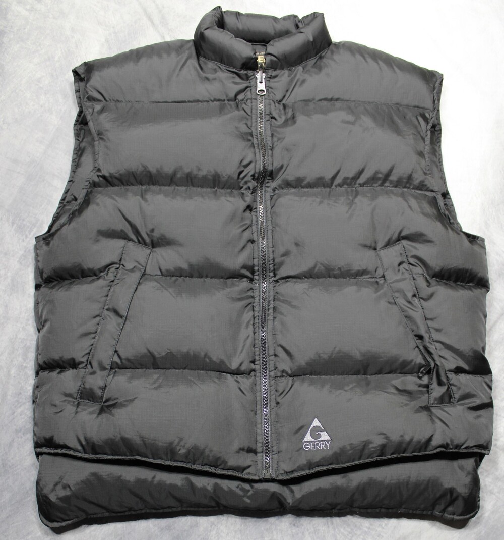 Gerry Vest Mens Large Black Goose Down Puffer Full Zip Outdoor